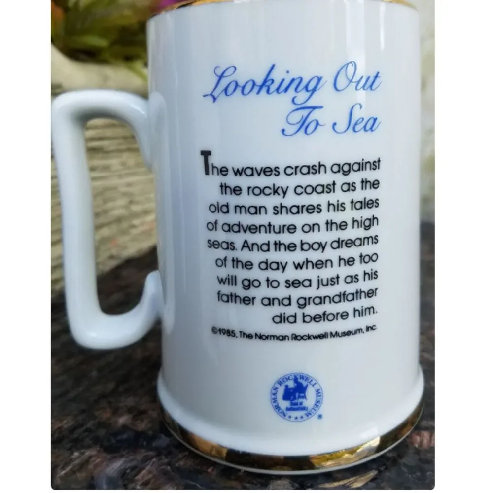 Norman Rockwell Porcelain Long John Silver Tankard Mug Set of 4